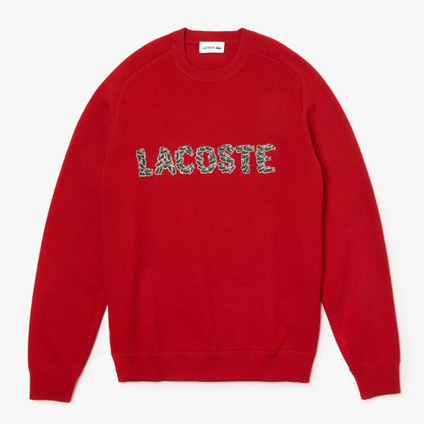 Men's Croco Magic Embroidery Wool Blend Sweater Red